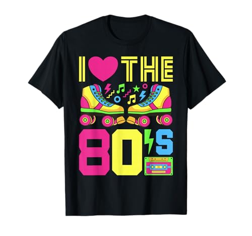 80er Jahre Outfit 80er Kostüm I Love The 80s T-Shirt Unisex Erwachsene und Kinder Retro Party Short Sleeve T-Shirt Black, Multicolored S