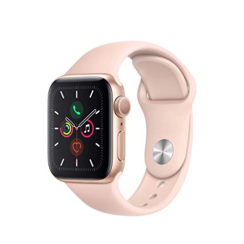 Apple Watch Series 5 (GPS, 40mm) Aluminiumgehäuse Gold mit Sandrosa Sportarmband (Generalüberholt)