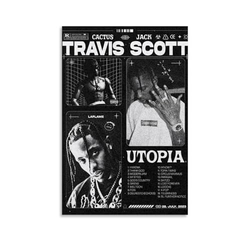 Travis Poster Scott Rapper Musik Vintage Retro Cover Poster für Zimmer Ästhetische Leinwand Wandkunst Schlafzimmer Dekor 30 x 45 cm