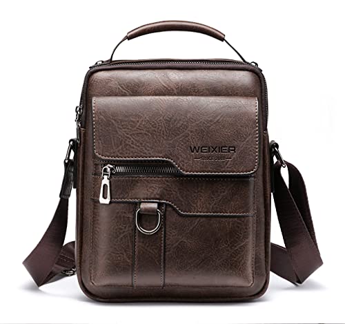 Hjkiopc Umhängetasche Herren Schultertasch Crossbody Handytasche Messenger Bag Herrentasche Shulder Bag Leder Brusttasche (A-Braun2)