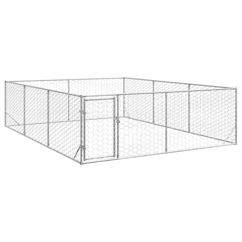 vidaXL Outdoor-Hundezwinger mit Tür 3x4x1 m Verzinkter Stahl, Outdoor-Haustierkäfig, großer Hundekäfig, Hundezwinger, Outdoor-Hundehütte