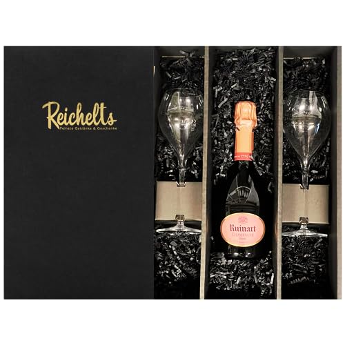 Ruinart Champagner Rose Brut 0,375 l 12,5% + 2 x original Ruinart Glas als Geschenkset in Präsentbox by Reichelts