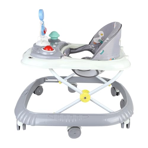 Lauflernhilfe 5-in-1, Lauflernhilfe für Babys, faltbar, mit 4 verstellbaren Höhen, Lichtern, Musik, abnehmbarem Aktivitätstablett, Belastung 12 kg, für 6 Monate bis 67 x 72 x 92 cm, Grau (B)
