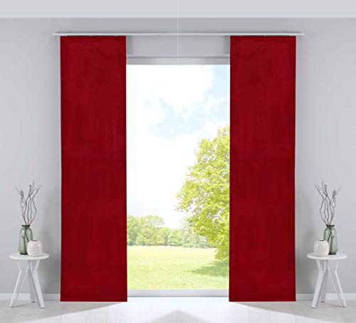 Gardinenbox 2er Set Flächenvorhänge Verdunkelung Schiebegardinen »Milano« Samt Blickdicht Blackout Paneelwägen Beschwerungsstangen Rot HxB 245x60 cm, 203571-2