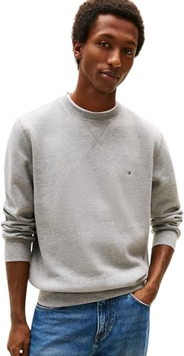 Tommy Hilfiger Herren Sweatshirt Essential Fleece Crew Neck Regular Fit, Grau (Medium Grey Heather), M