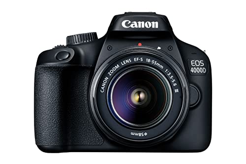 Canon EOS 4000D DSLR Kamera - mit Objektiv EF-S 18-55mm III Gehäuse Body (18 MP, DIGIC 4+, 6,8 cm (2,7 Zoll) LCD Display, EOS Movie Full-HD, CMOS-Sensor Canon APS-C, WiFi), schwarz