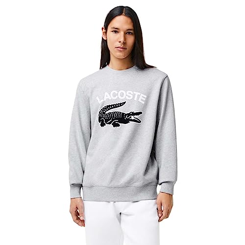 Lacoste Herren Sweatshirt SH9689, Männer Pullover,sportlicher Sweater,Logo,Regular Fit,Grau,3