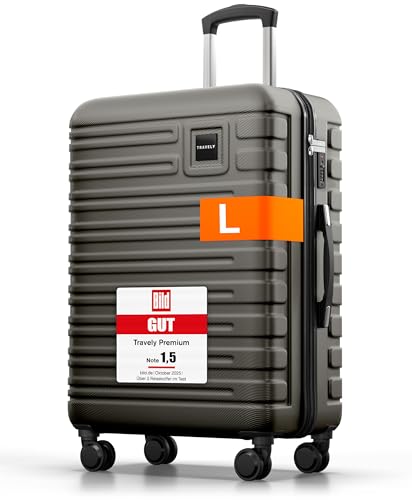 Travely Polycarbonat Koffer Groß 67cm L - 60L Innenvolumen - sehr robuster Hartschalenkoffer mit sanften Rollen & TSA Schloss, Reisekoffer, Handgepäck Koffer, Reisekoffer mit Rollen