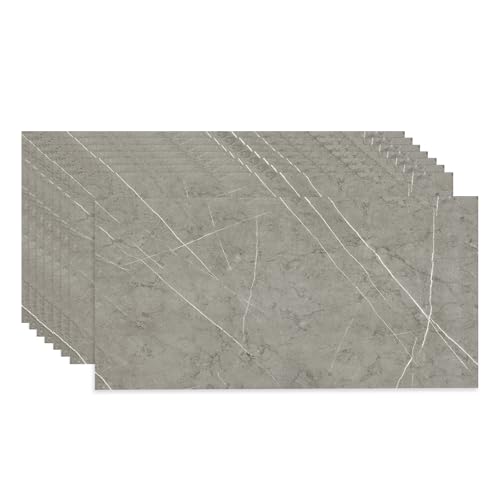 Fantasnight Grau Klebefliesen Selbstklebende Küche, Fliesenaufkleber Marmor 60 x 30 cm 10 Stück Wasserdicht, Abnehmbare Fliesen Folie für Küchenrückwand, Bad, Schrank
