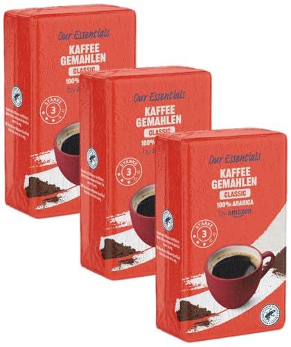 by Amazon Kaffee Classic 100% Arabica, Gemahlener Röstkaffee, 500g (3er-Pack)