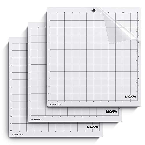 NICAPA Schneidematte für Silhouette Cameo 4 /3/2/1 [Standardgriff, 12x12 Zoll, 3er-Pack] Haftende und rutschfeste Flexible gerasterte Schneidematten Ersatzmatten Zubehörset Vinyl Craft Sewing