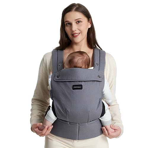 Momcozy Babytrage – Baby Carrier für Kleinkind(3-24 Momnate) · Ohne Einsätze · Ergonomische M-Trage · X-Rücken · Leicht & Luftdurchlässig, Grau