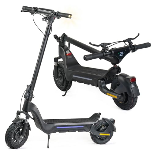 Erwachsener Elektro-Scooter - Klappbarer Geländedesign mit Vorder- und Hinterachs-Doppel-Dämpfung, EABS + Vorder-/Hinterrad-Scheibenbremsen, 120KG Traglast, ausgestattet mit Blinker Links und rechts