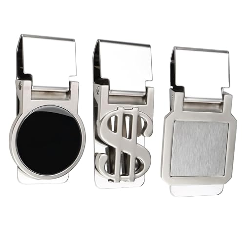 Ylinwtech 3 Stück Geldklammer,Edelstahl Geldscheinklammer,Silber Geldclip,Edelstahl Money Clip Tragbar,Galvanisierender Polierprozess Exquisiter Stil für Geldscheine Visitenkarte Kreditkartee(Silber)