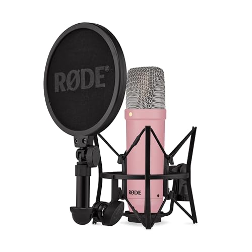 RØDE NT1 Signature Series Großmembrankondensatormikrofon mit Schockhalterung, Popschutz und XLR-Kabel für Musikproduktion, Gesangsaufnahmen, Streaming und Podcasting (Rosa)