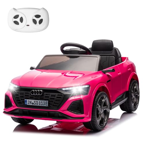 HAUSPROFI Elektro Kinderauto mit Bluetooth 12V Elektrofahrzeug Audi SQ8 E-tron Elektroauto mit Fernbedienung 2,4GHz, Sicherheitsgurt, Musik, Kinderfahrzeug für Kinder 3-6 Jahre, 3-5 km/h, Rosa