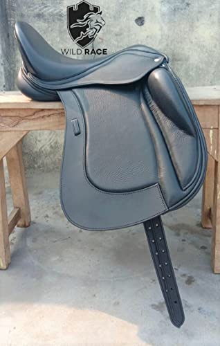 WILD RACE Leather Dressage Double Flap Changeable Gullets Medium Saddle (17.5