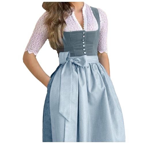 Duohropke Dirndl Damen Oktoberfest Kleidung Traditionell Sexy Trachtenkleid Curvy Klassisch Ohne Bluse Satin Trachtenrock Dirndl Trachtenkleider Dress Kleid Karneval Party Kostüm für Bierfest