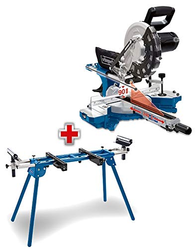 Scheppach HM254 Kappzugsäge mit Softstart & Laser - 2000W Leistung |Ø 255mm Sägeblatt | Schnittbreite/höhe: 340mm x 90mm | inkl. 2. Sägeblatt (HM254 + UMF2000)