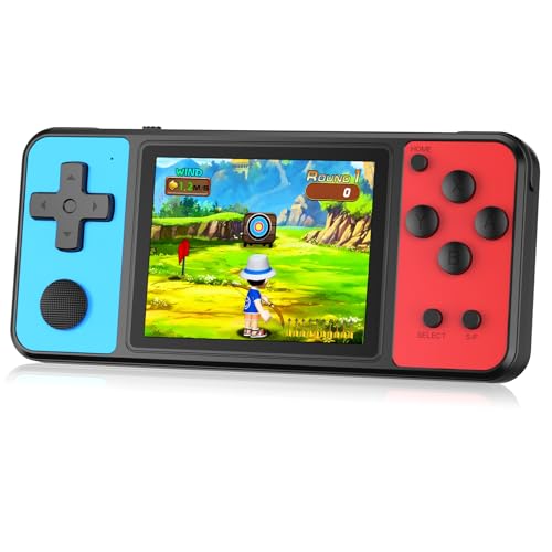 ZHISHAN 32 Bit Handheld Spiele für Kinder Eingebaute 139 Videospiele,3.0“ IPS Bildschirm Wiederaufladbar Arcade Gaming Player,Elektronisches Spielzeug für Jungen Mädchen Blau Rot