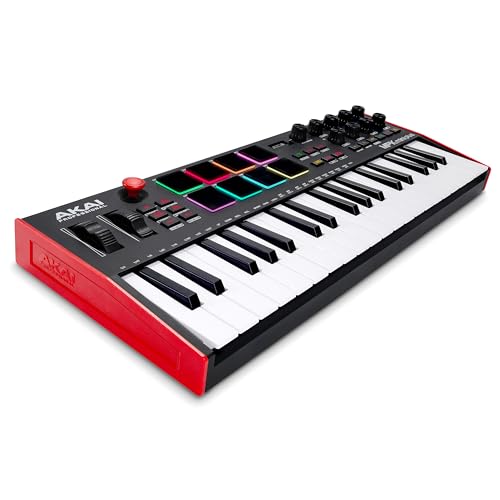 Akai Professional MPK Mini Plus - 37-Tasten USB MIDI Keyboard Controller mit 8 MPC Pads, Sequencer, MIDI/CV/Gate I/O, Musikproduktionssoftware und Native Instruments Sound Package