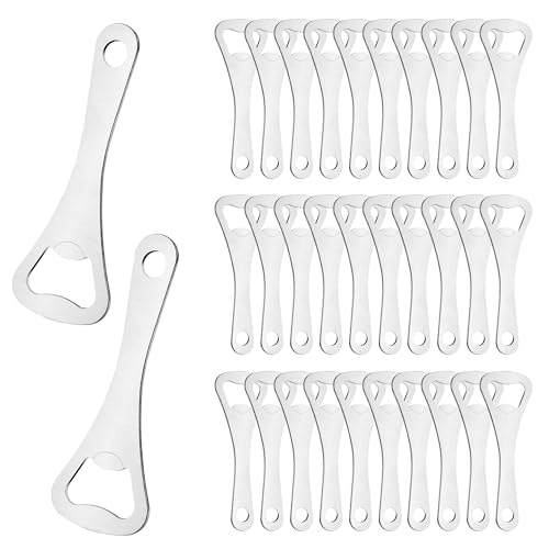 30 Stück Flaschenöffner, Flaschenöffner Edelstah, Flach Tragbare Kapselheber für Küche Bar Restaurant - Silber