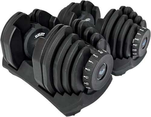 BRAINGAIN Verstellbares Kurzhantel-Paar, 15 in 1 (24kg) & 17 in 1 (40kg) Gewichtsstufen, Smart-Click-Technologie für schnellen Wechsel, Anti-Rutsch-Griff, platzsparend fürs Heimtraining