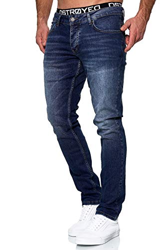 MERISH Jeans Herren Slim Fit Jeanshose Stretch Designer Hose Denim 501 (32-32, 501-1 Dunkelblau)