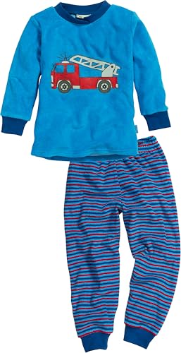 Playshoes Unisex Kinder 411503 Schlafanzug Frottee Feuerwehr, 7 - Blau, 104 EU