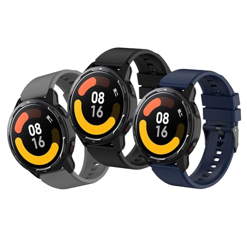 MIJOBS 3 Stück Armband Kompatibel mit Xiaomi Watch 2 Pro/Watch S4/S3/S1/ S1 Active Silikonarmband, Sport-Armband, 22mm Armbänder, Damenband, Männerband