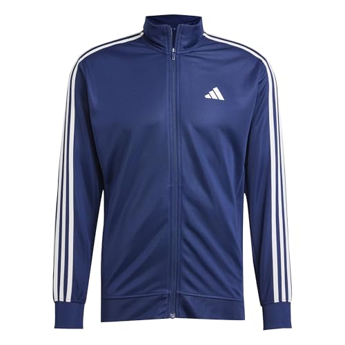 Adidas Herren Train Essentials 3-Stripes Training Hooded Track Top, Dark Blue, M