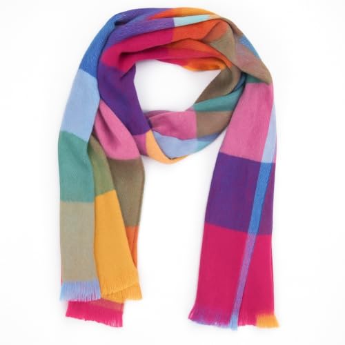 beybey® Edler Winterschal für Damen & Herren – XXL Karoschal – weich, warm & hochwertig – klassisch zeitloses Design in eleganten Farben (bunt pink)