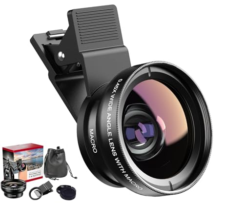 SagTuol 2-in-1 Universal Handy Kamera objektiv, Handy objektiv, 12,5-Fach Makro Objektiv Handy für iPhone, 0,45-faches Weitwinkelobjektiv, für die meisten Smartphones