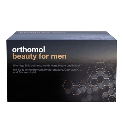 Orthomol Beauty for Men - unterstützt Haut, Haare und Nägel bei Männern - mit Coenzym Q10, Biotin und Zink - Trinkfläschchen, 30 St. Tagesportionen