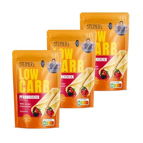 STEINER´s Low Carb Pfannkuchen | 95% weniger Kohlenhydrate | Protein Pancake Mix | Zuckerfrei, Glutenfrei & Kalorienreduziert | 7,8g Eiweiß | Für Pfannkuchen, Pancakes & Waffeln | 3x 150g Packung