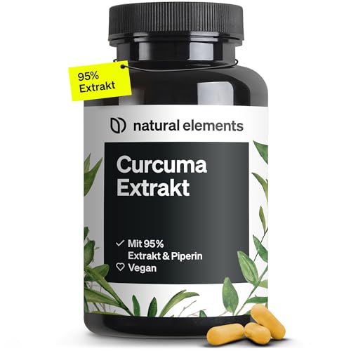 natural elements Curcuma Extrakt – Hochdosiert: Curcumingehalt EINER Kapsel entspricht 10.000mg Kurkuma – Hochdosiert aus 95% Extrakt – 90 Kapseln