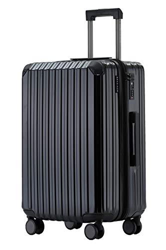 Münicase M816 TSA-Schloss Koffer Reisekoffer Trolley Kofferset Hardschale Boardcase (Black, Großer Koffer)