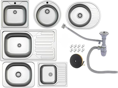 Faizee Home | Edelstahlspüle – Robuste Einbauspüle für Küche mit großem Becken | Auflagespüle aus hochwertigem Edelstahl inkl. Siphon-Set (Ohne Armatur, 51)