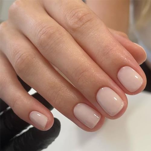 24 Stück Press on Nails Kurz - Square Nägel zum Aufkleben - Glänzend Weiß Künstliche Nägel - Fingernägel zum Aufkleben Acryl Full Cover für Frauen Mädchen Nail Art Maniküre (Eis Weiß)