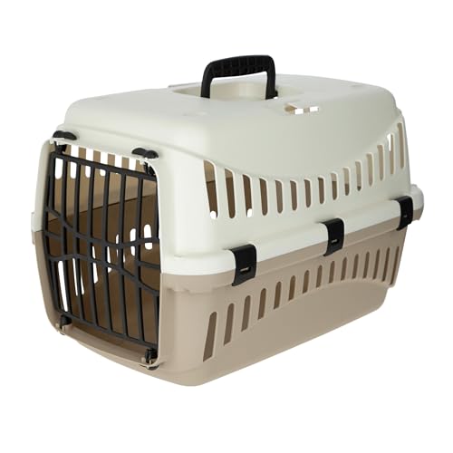 Kerbl Pet Transportbox Expedion, Hundebox, Katzenbox, creme/taupe, 45x30x30cm, Kunststoff, max. Tiergewicht 10kg