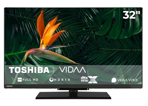 Toshiba Fernseher 32 Zoll Smart TV VIDAA Full HD Fernseher HDR Smart TV mit Triple-Tuner und Bluetooth, LED TV 32LV3F63DA