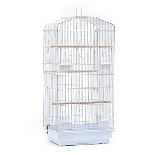 HUOLEVogelkäfig Papageienkäfig mit Vogeltreppe, herausnehmbare Bodenschale,Vogelkäfig Vogelhaus Vogelvoliere Wellensittich Vogelbauer mit ausnehmbarer Bodenschale(46 * 36 * 92 cm (weiß))