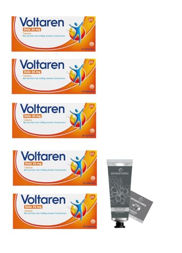 Voltaren Dolo Schmerztabletten Set mit 5 x 20 Tabletten (Vorratsset oder Set für Sammelbestellungen) ink. Handcreme ODER Handseife der Marke Apotheken-Express