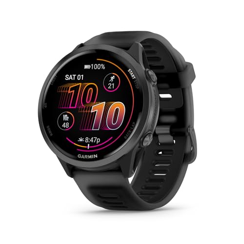 Garmin® Forerunner® 570, 47 mm, fortschrittliche GPS-Lauf- und Triathlon-Smartwatch, AMOLED-Display, Trainings- und Erholungsfunktionen, schiefergraues Aluminium mit durchscheinendem schwarz/schwarzem