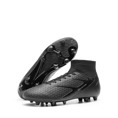 DREAM PAIRS Fußballschuhe Herren Top Professionelle Trainingsschuhe Professionelle Stollen Spikes Cleats Schnürsenkel Football Schuhe,Size 43.5,Schwarz,SDSC2407M
