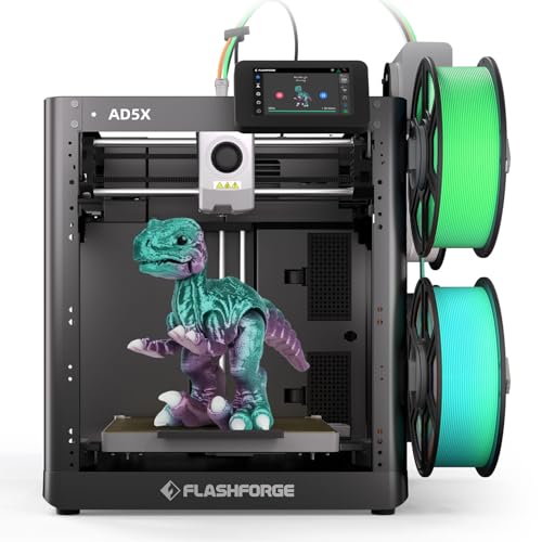 FLASHFORGE AD5X Multimaterial-3D-Drucker Mehrfarbendruck, 600mm/s Geschwindigkeit 1-klick Druck mit DIY IFS-Kreationen, Vollautomatische Kalibrierung & Filament-Backup, Druckgröße 220x220x220mm