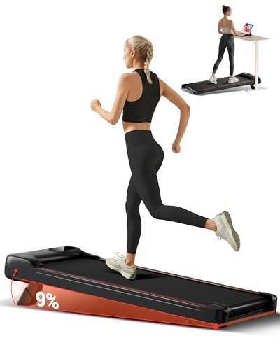 Walking Pad mit Steigung 10KM/H, Laufband mit Steigung für Zuhause und Dreifacher Dämpfung und Leisem 2,5PS Motor, Laufband Schreibtisch Max. Belastung 136KG