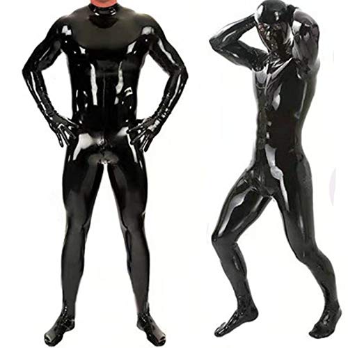 Sexy Latex Enger Reißverschluss Von Herren-Jumpsuit-Gummi-Kleidung Mit Schritt-Reißverschluss (Size : XL)