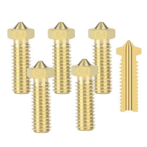 IdeaFormer 5 Stück Messing Volcano Düse 0,4 mm 3D Drucker Düsen Nozzle Volcano Set für Volcano Hotend für Artillery Sidewinder X1/X2 /Genius für Anycubic Vyper/Kobra Plus/Kobra Max ersatzteile