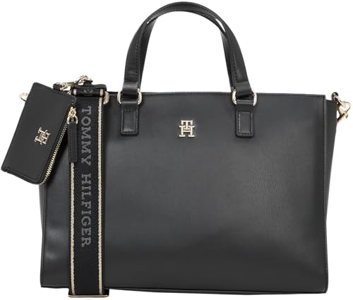 Tommy Hilfiger Damen Satchel Tasche Joy mit Tragegurt, Schwarz (Black), EinheitsgröÃŸe
